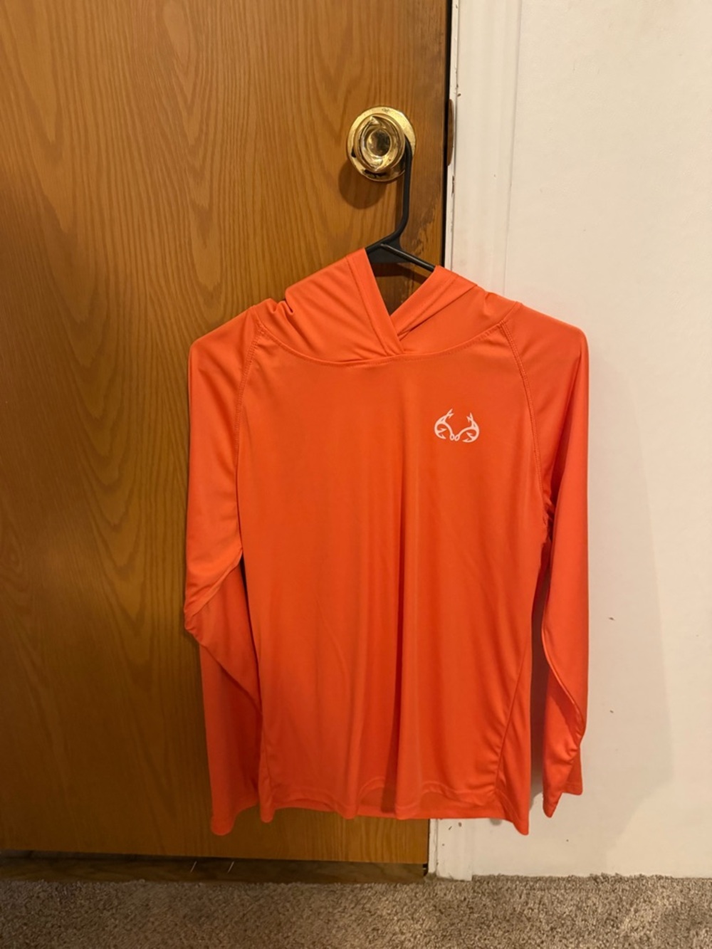 Orange Hooded Performance Shirt with White Logo